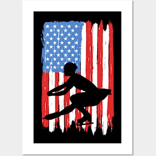 American Flag Figure Skating Graphic Posters and Art